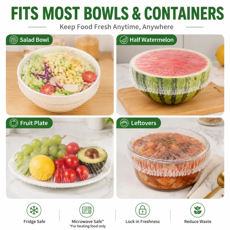 🔥200PCS Disposable Stretch Food Covers for Bowls & Plates