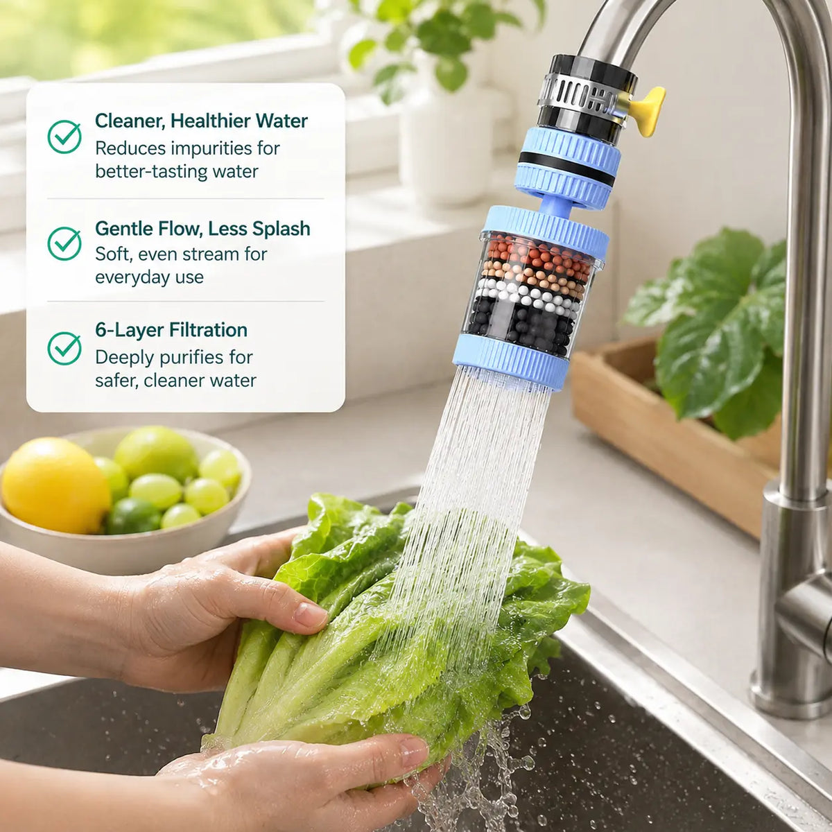 360° Rotating 6-Layer Faucet Filter